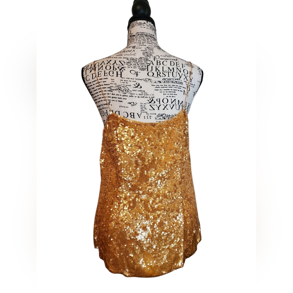 J.Crew Collection Amber Gold Sequin Silk Camisole Top Size 8 - Picture 3 of 9